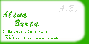 alina barta business card